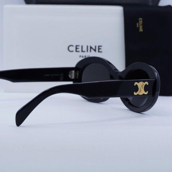 Celine CL40194U 01A Oval Sunglasses - Black/Smoke - Picture 8 of 14